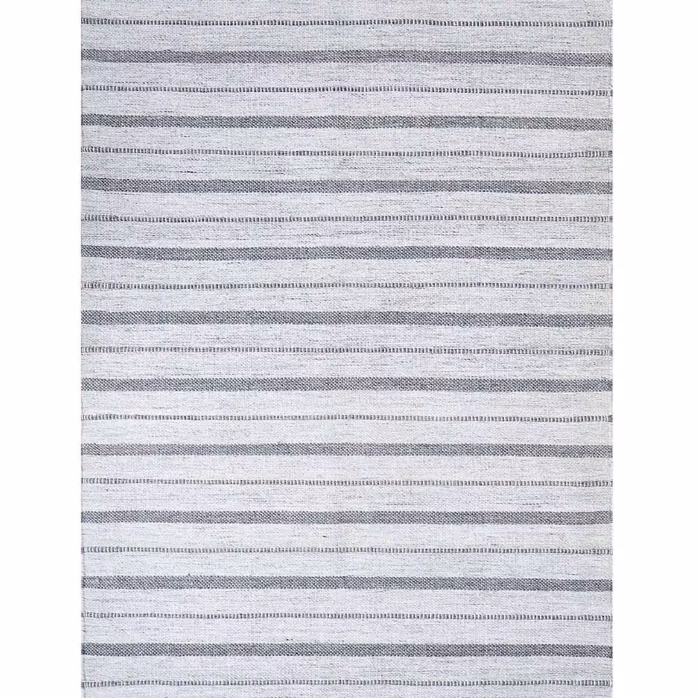 Wyld and Coco Off-White Striped Handwoven Indoor and Outdoor Area Rug, W: 140 cm, L: 200 cm – 2