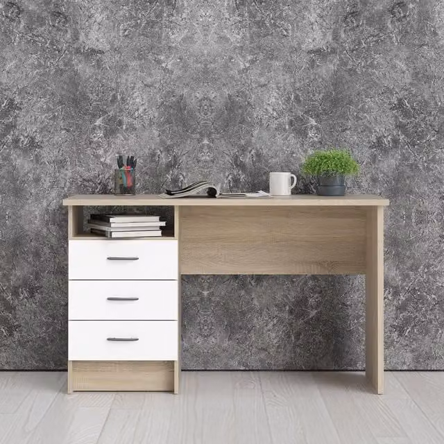 Furniture To Go Function Plus Modern Writing Desk in Oak and White