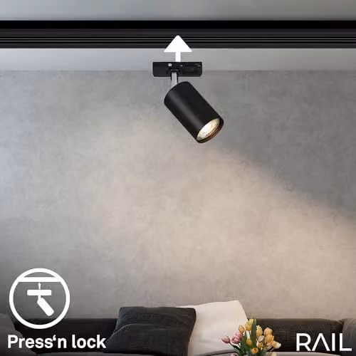 Briloner Modern Metal LED Track Spotlight in Black, GU10, L x W x D: 5.5 x 3.8 x 5.5 cm – 5