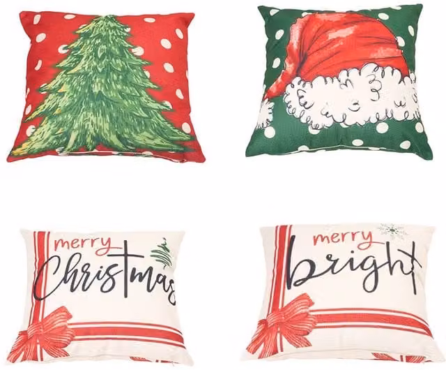 Living and Home Christmas Themed Multicolour Plush Decorative Pillow Case