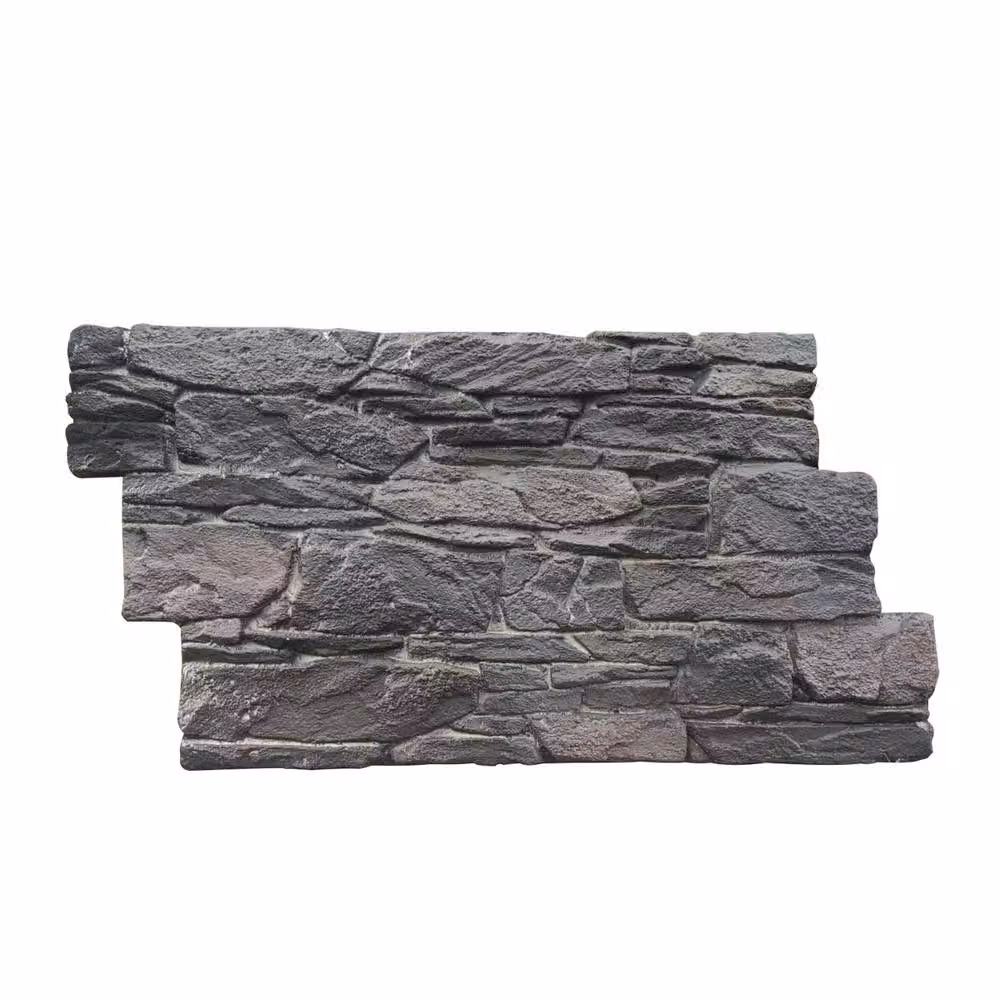 ENER-J Rustic Stacked Slate PU Wall Panel, Dark Grey, W/D/H: 120 x 60 x 6 cm (Pack of 2) – 2
