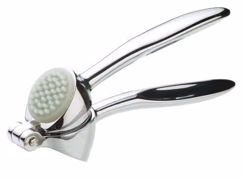 MasterClass Heavy Duty Stainless Steel Garlic Press with Ergonomic Grip, Silver