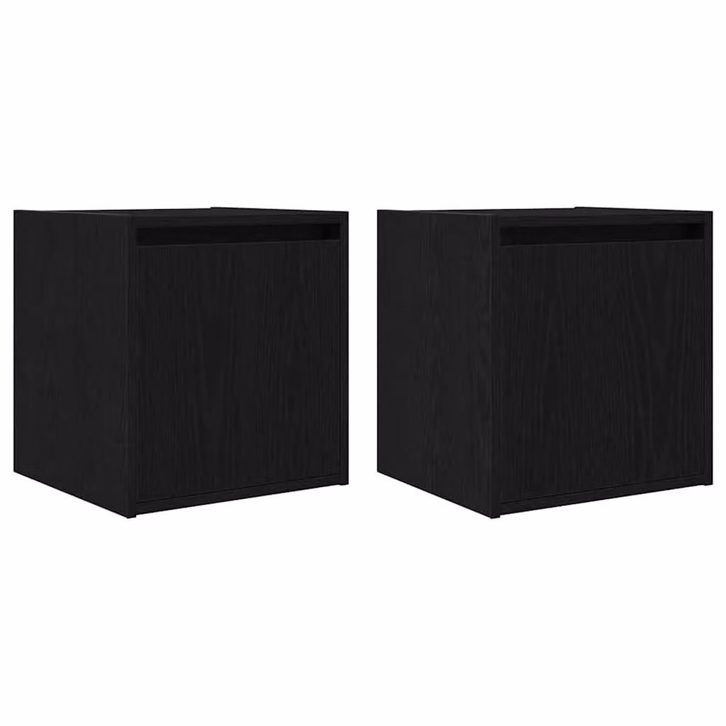 Berkfield Home Wall-Mounted Bedside Cabinets, 2 Piece Set, Black, W/D/H: 38 x 34 x 40 cm – 2