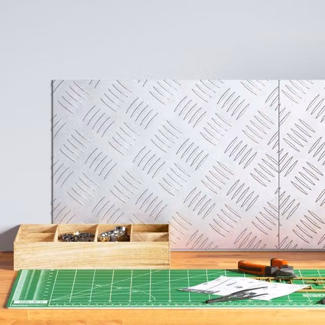 Berkfield Home Non-Slip Aluminium Checker Plate Sheets, 2 Pack, Silver, W: 40 cm, D: 30 cm