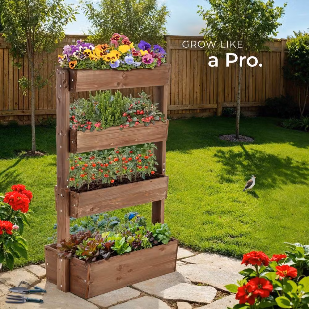 tectake Wooden Raised Bed Planter in Brown, W/D/H: 140 x 45 x 85 cm – 8