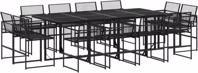 Berkfield Home 13 Piece Black Poly Rattan Garden Dining Set – 1