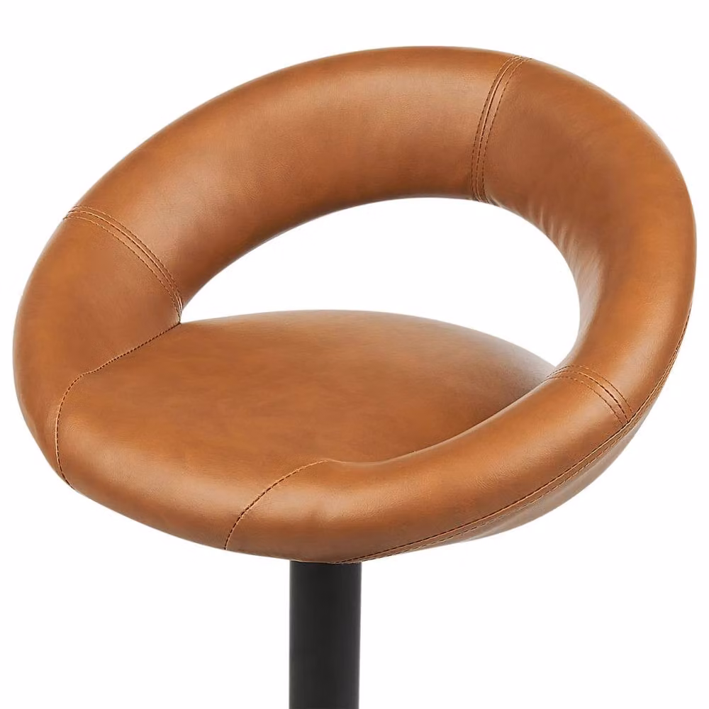 Wyld and Coco Set of 2 Golden Brown Faux Leather Bar Stools with 360 Degree Swivel and Gas Lift – 4