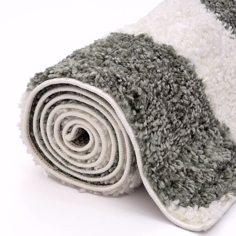 THE RUGS Moodi Pebble Design Shaggy Soft High Pile Living Room Rug in Green, W: 120 cm, L: 170 cm – 6