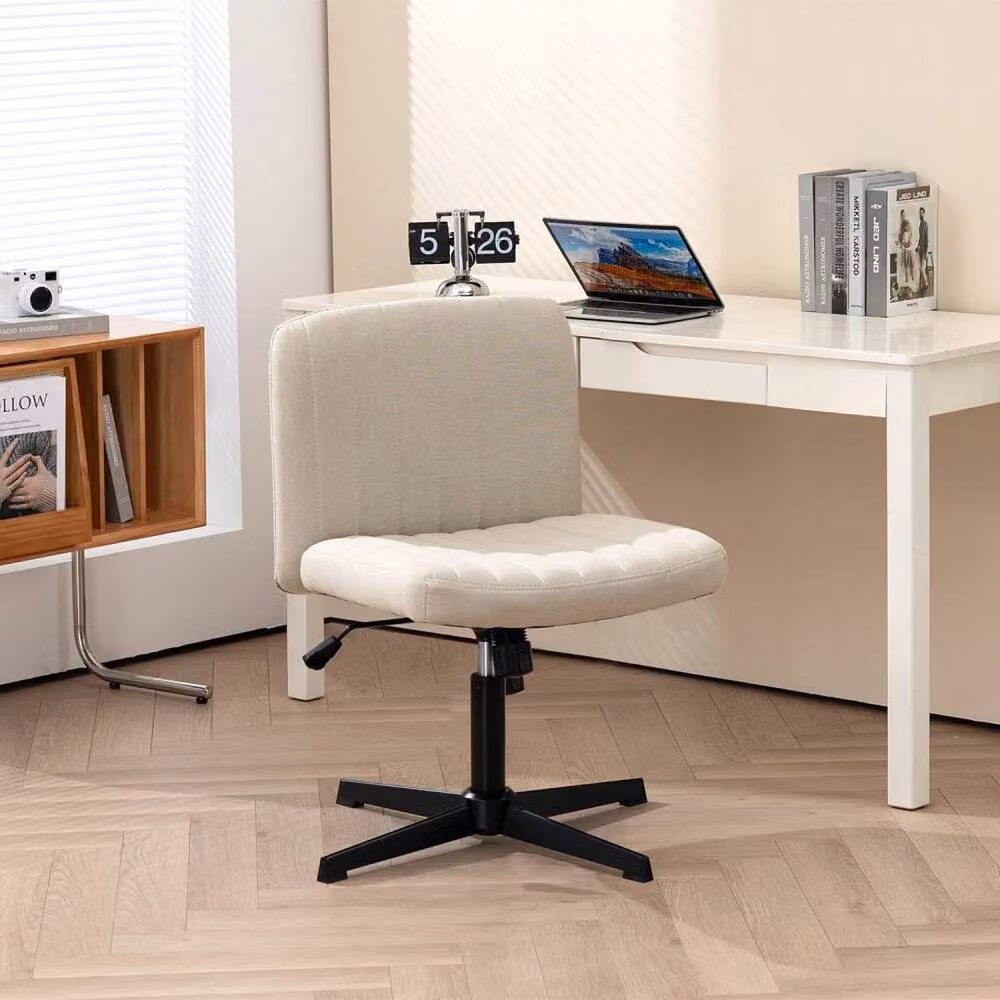 KORVIXA Beige Fabric Padded Armless Chair W/D: 100 x 100 cm – 2