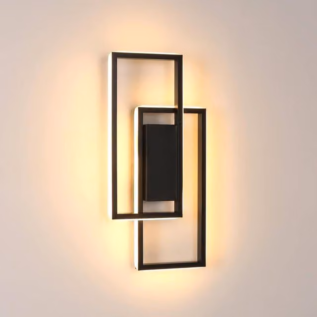 COMELY Modern Square LED Indoor Wall Light, Black, Warm White 3000K – 1