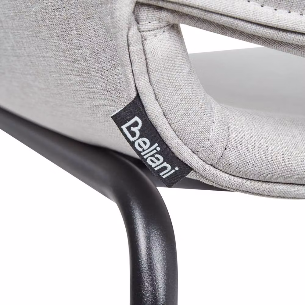 Wyld and Coco Set of 2 Modern Dining Chairs with Grey Fabric Upholstery and Black Metal Legs – 3
