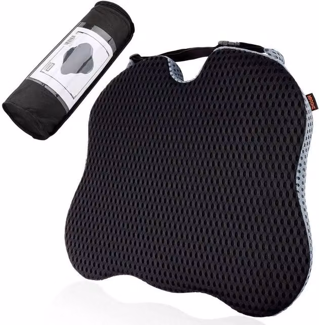 SPETLEK Black Wedge Car Seat Cushion for Coccyx Support and Pain Relief with Breathable Removable Polyester Cover, W: 127 cm, D: 152 cm