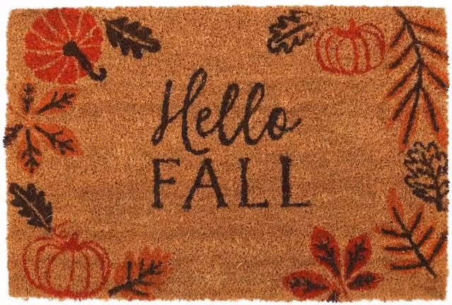 Speaks Hello Fall Natural Brown Coir Doormat