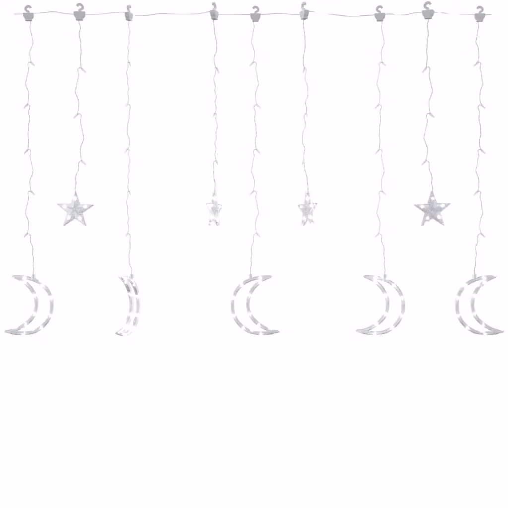 Berkfield Home Star and Moon LED Curtain Fairy Lights with Remote Control, Cool White, 345 LEDs – 2