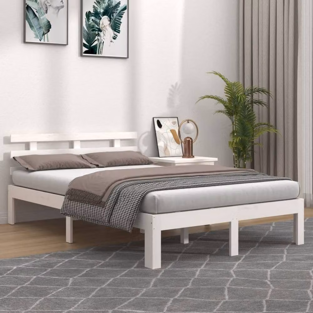 Berkfield Home Beautiful Small Double Bed Frame in White Solid Pine Wood, W/D/H: 120 x 200 cm – 2