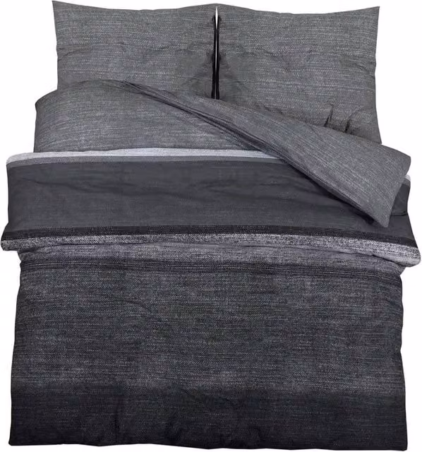 Berkfield Home Cotton Duvet Cover and Pillowcase Set, Grey, W: 240 cm, H: 220 cm – 1