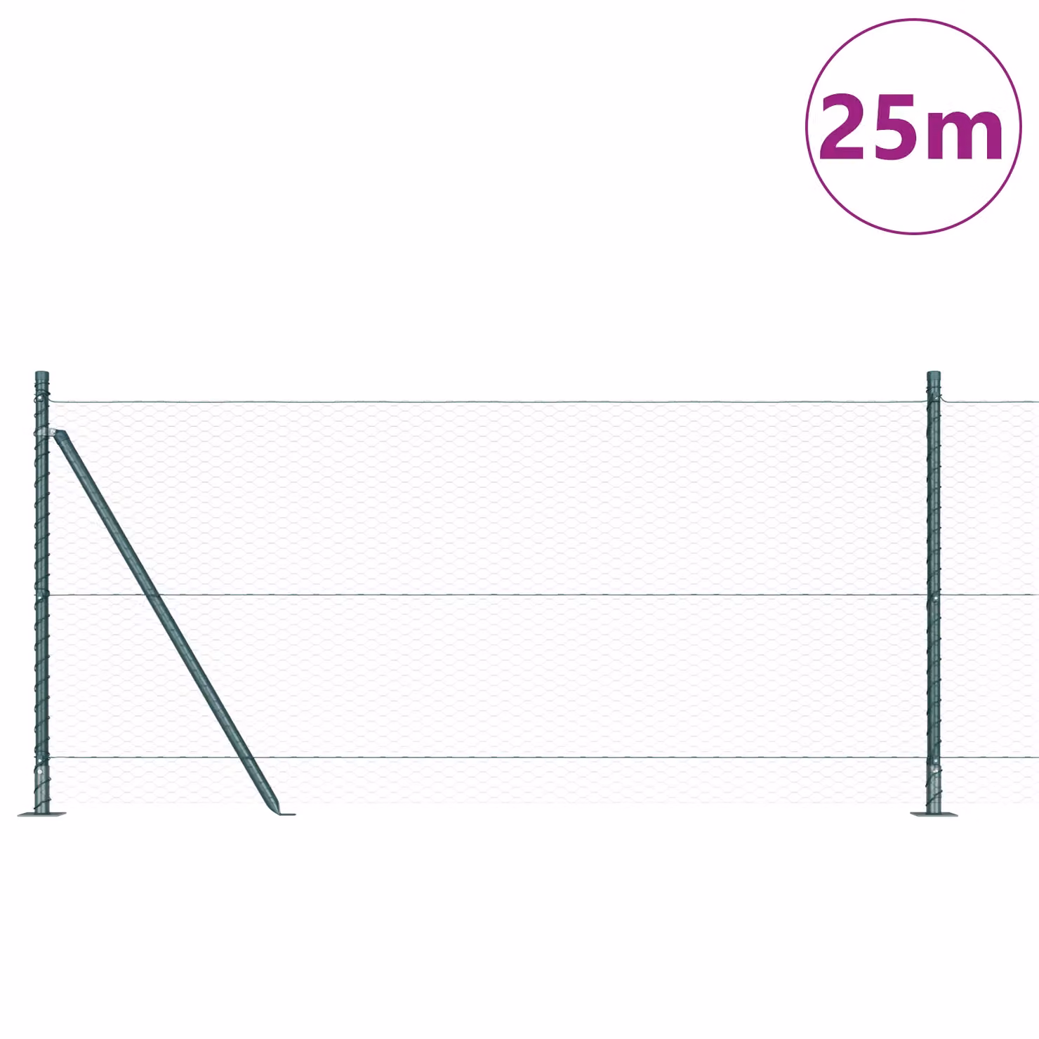 Berkfield Home Set of 2 Dark Green Galvanised Steel Round Fencing, H: 1 m, W: 25 m – 2