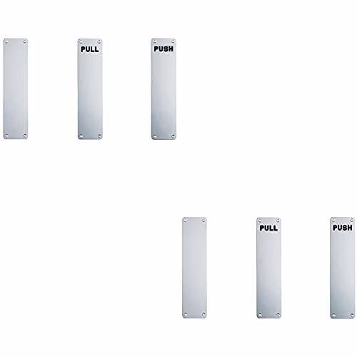 Loops 2 Pack Plain Door Finger Plate in Brushed Silver Aluminium, W: 30.0 cm, H: 7.5 cm