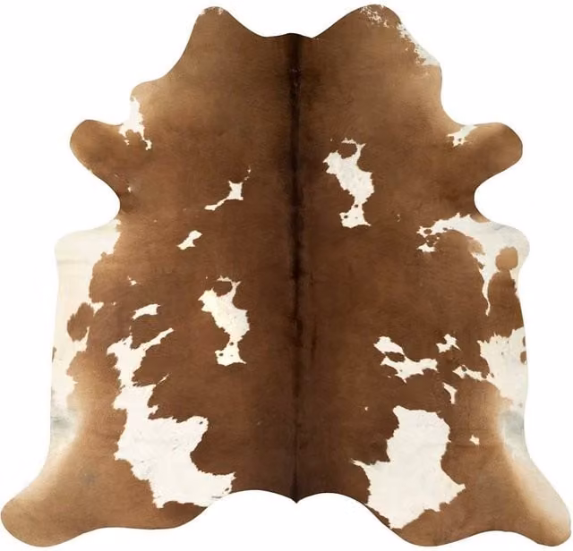 Berkfield Home Real Cow Hide Rug in Brown and White, Diameter: 100 cm