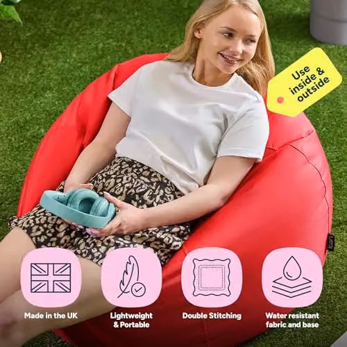 ICON Kingston Classic Indoor Outdoor Bean Bag Chair in Red and Yellow – 3