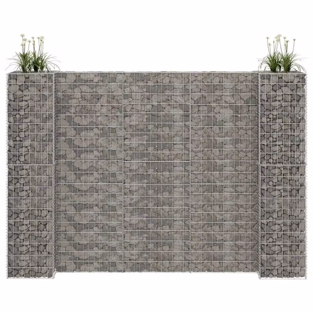 Berkfield Home H-Shaped Steel Wire Gabion Planter and Raised Bed in Silver, W/D/H: 260 x 40 x 180 cm – 2