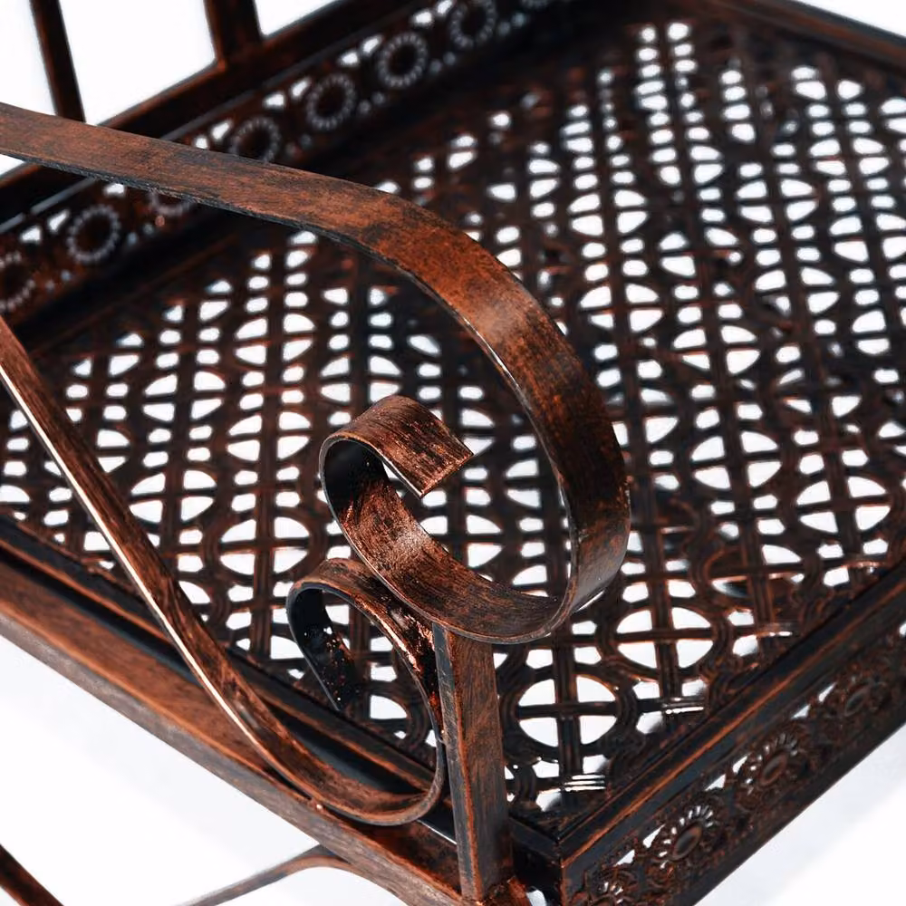 Kelvenix Vintage Style Metal Outdoor Rocking Chair in Brown – 4