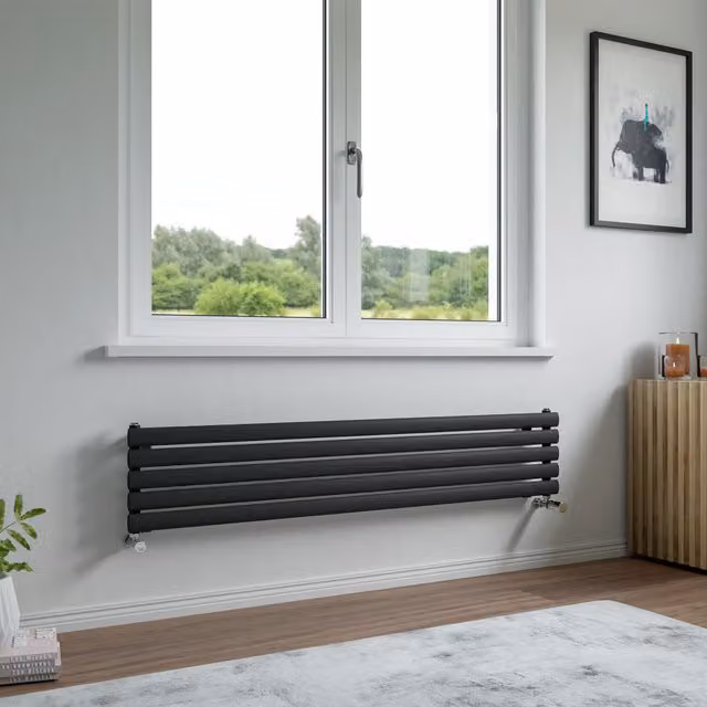 Agadon Neo Horizontal Oval Tube Designer Radiator in Anthracite Grey, W: 52.6 cm, H: 180 cm – 1