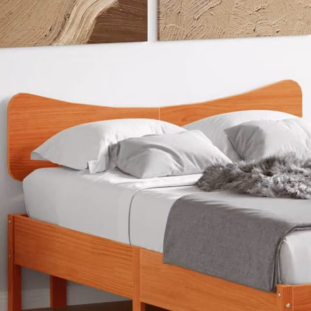 Berkfield Home Rustic Solid Wood Pine Headboard in Wax Brown, Width: 135 cm – 1
