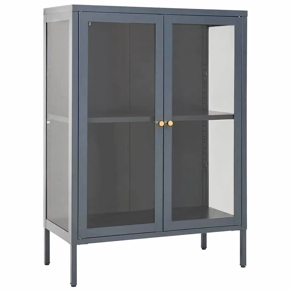 Berkfield Home Anthracite Sideboard in Grey Steel and Glass, W/D/H: 75 x 35 x 105 cm – 3