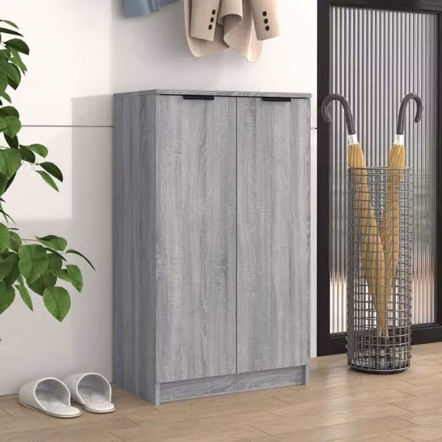 Berkfield Home Modern Grey Matt Shoe Cabinet W/D/H: 59 x 35 x 100 cm