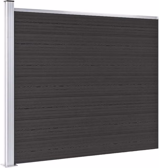 Berkfield Home WPC Fence Panel, Black, H 175 cm x W 146 cm