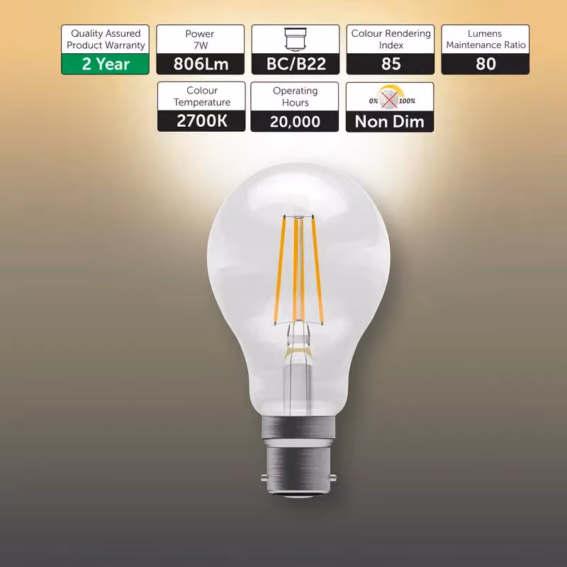 BELL Lighting B22 LED Filament Globe Bulbs, Warm White, 7W, Pack of 6 – 2
