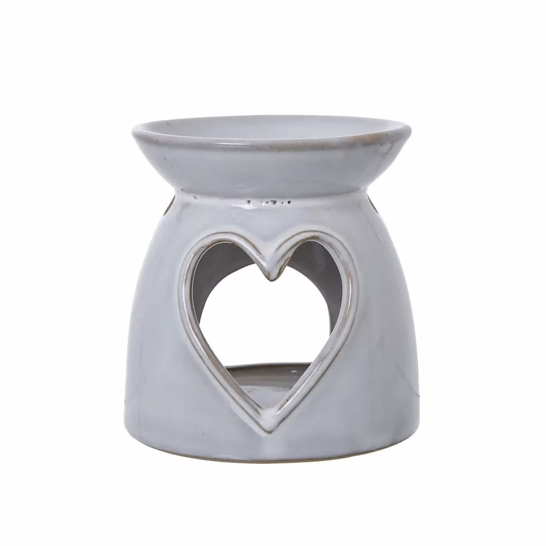 Love Lace White Ceramic Heart Cut-Out Wax Melt Tealight Holder
