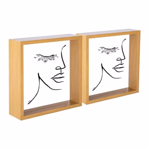 Nicola Spring 3D Deep Box Square Photo Frames, Pack of 5, Brown, 8 x 8 inch