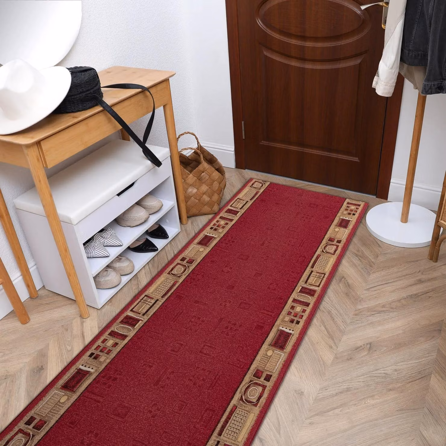 RugsX Jena Anti-Slip Oriental Runner in Red, W: 67 cm, L: 100 cm – 3