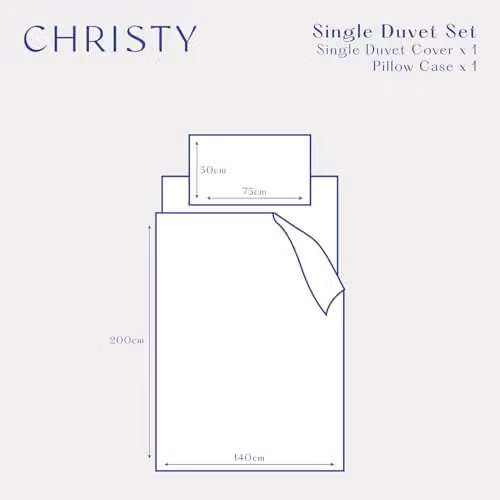 Christy 400 Thread Count Mako Satin Cotton Duvet Cover and Pillowcase Set in Blue, W/D/H: 140 x 200 cm – 6