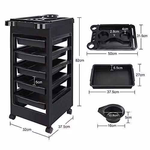HYGRAD 6 Tier Black Salon Trolley for Hairdresser Accessories and Essentials – 5