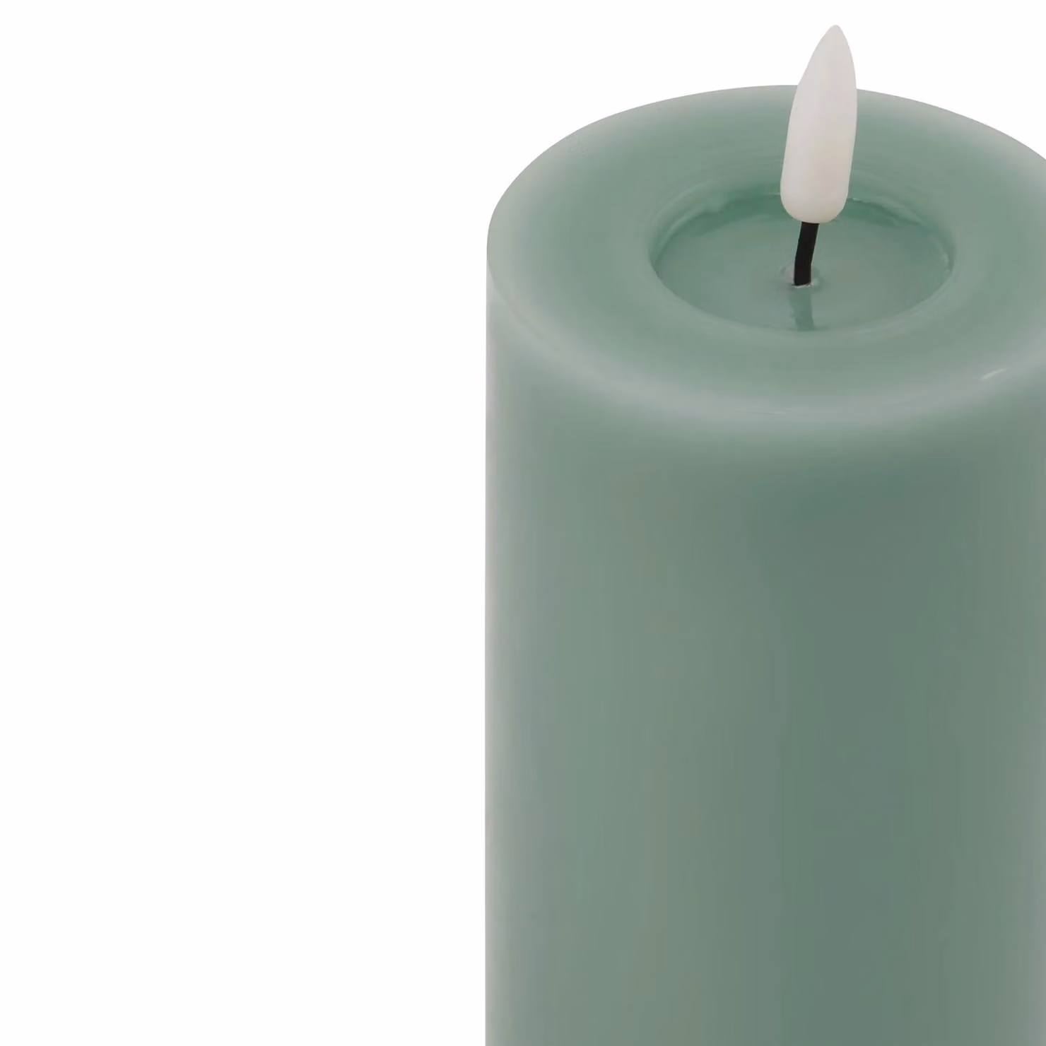 Love Lace Sage Green Melt Effect LED Wax Pillar Candle – 2
