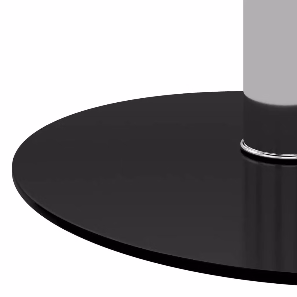Berkfield Home Modern Round Black Coffee Table with Tempered Glass Top – 3