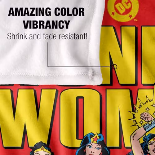 LOGOVISION Wonder Woman Through The Years Silky Touch Super Soft Fleece Throw Blanket, Multicolour, W: 152.4 cm x L: 152.4 cm – 3