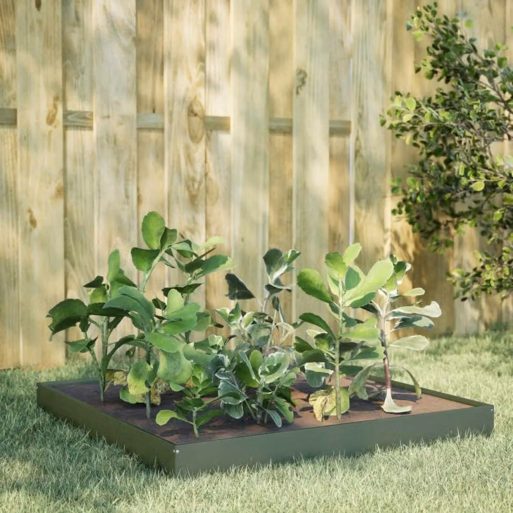 Berkfield Home Garden Steel Raised Bed in Green, W/D/H: 100 x 100 x 18.5 cm – 2