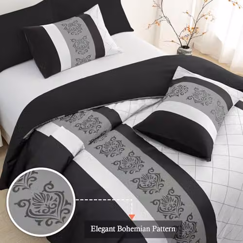 Lazzaro Super King 3-Piece Microfibre Duvet Set in Black with Zipper Closure – 4