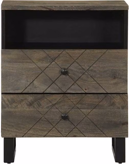 Berkfield Home Beautiful Black Solid Mango Wood Bedside Cabinet W/D/H: 50 x 33 x 62 cm – 1