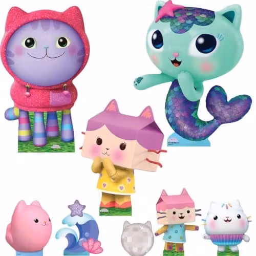 Star Cutouts Gabby’s Dollhouse DJ Catnip, Baby Box & MerCat Multi Pack Multicolour Kids Party Decorations and Bedroom Decor 48 cm