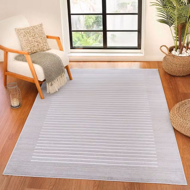 Livabliss Kaysa Geometric Modern Rug in Grey, Beige and White, W/D: 80 x 150 cm