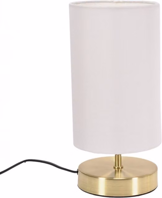 ValueLights Francis Touch Table Lamp in Brushed Gold with White Fabric Shade and LED Bulb