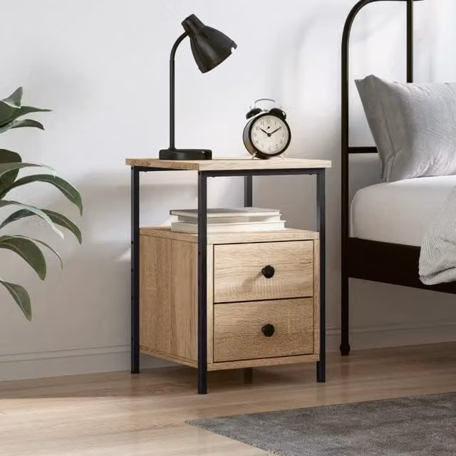 Berkfield Home Sonoma Oak Bedside Cabinet in Brown, W/D/H: 34 x 35.5 x 50 cm – 1