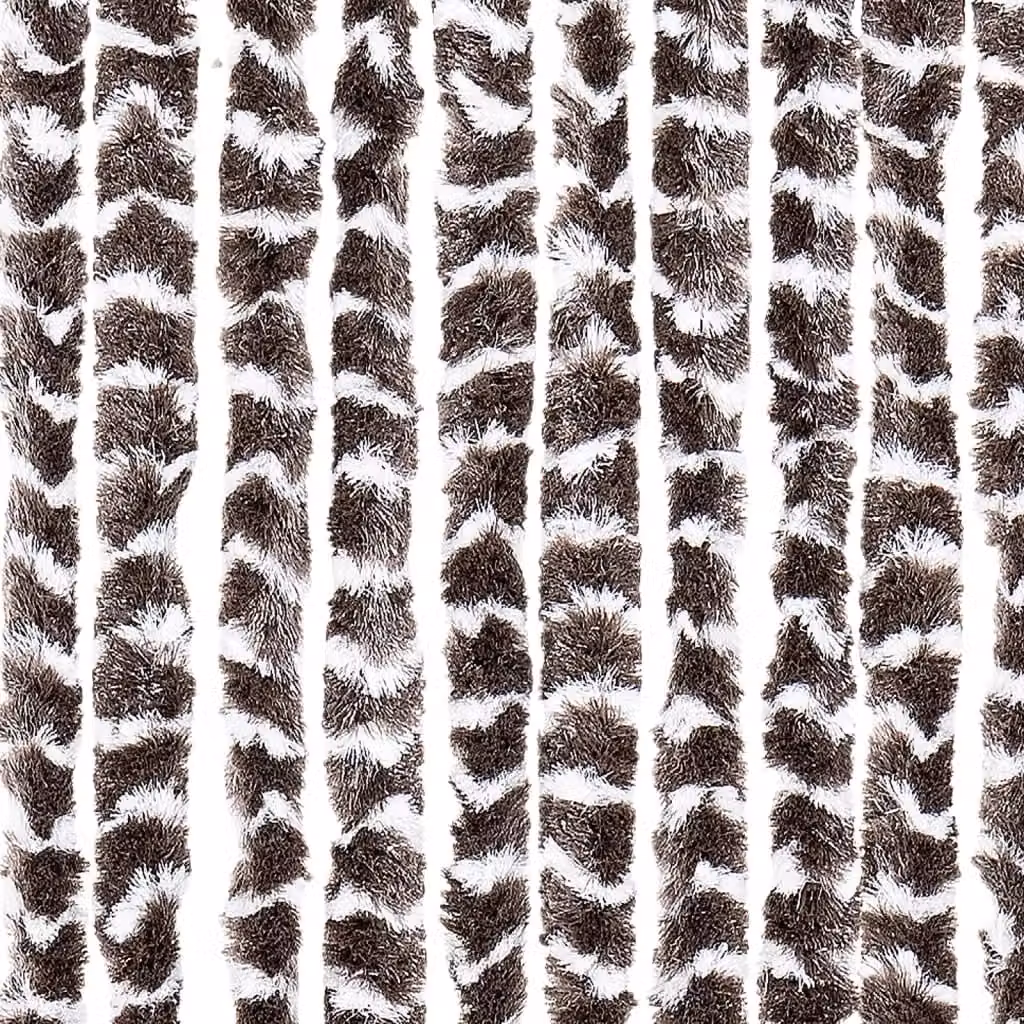 Berkfield Home Chenille Fly Curtain in Brown and White, W: 100 cm, H: 230 cm – 4