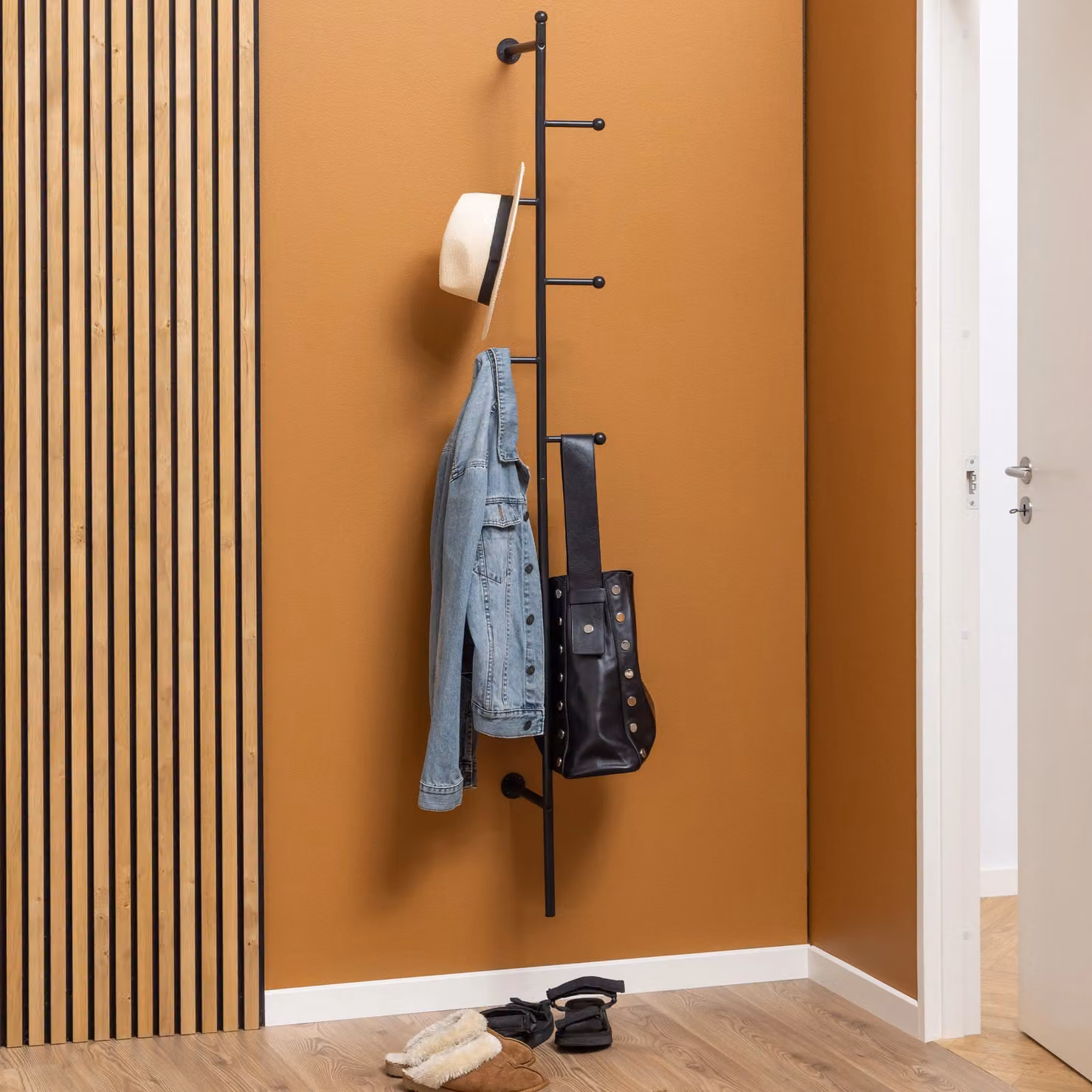 Furniture To Go Aspen Matt Black Metal Open Frame Coat Hanger with Distributed Point Hooks – 2