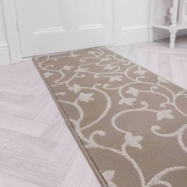 runrug Vines Hallway Carpet Runner Rug in Beige, W/D/H: 60 x 330 cm – 1